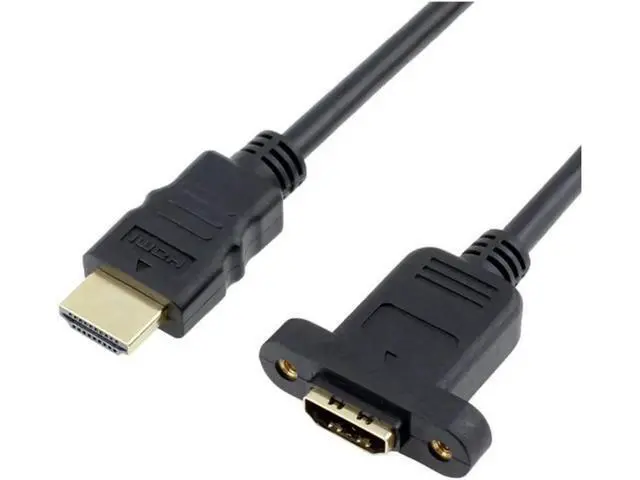Alt view image 14 of 14 - AOMOPROING HDMI Extension Cable High Speed HDMI Male to Female Extension Wire Cord HDMI Extender w/Screw Nut for Panel Mount - Gold Plated Plugs Black (1FT)