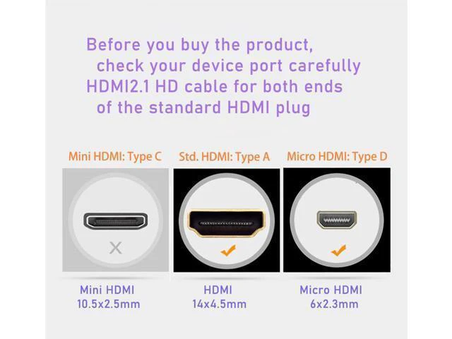 Alt view image 10 of 14 - 25ft 8K Fiber Optic HDMI Cable, Micro HDMI to HDMI 2.1, Detachable Type A+D, 48Gbps Ultra Speed, HDR, 3D, eARC, in Wall CL2 / CL3 Rated, Slim and Flexible for PS5 Project TV