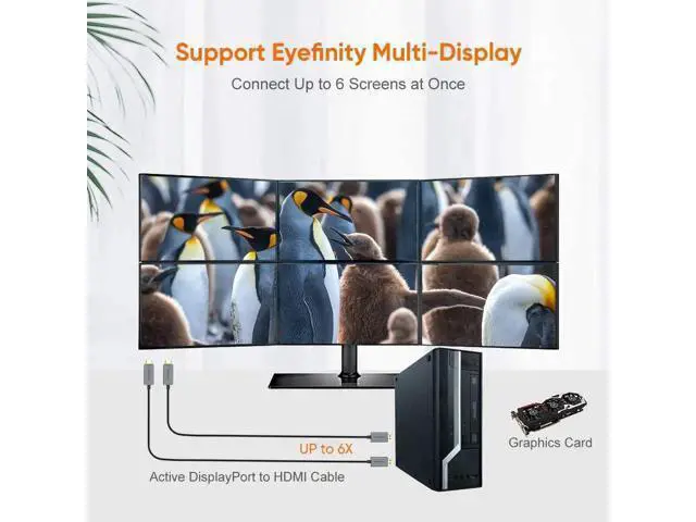 Alt view image 9 of 14 - 8FT Active DP 1.4 to HDMI Braided Cable Unidirectional, Supports 4K@60Hz 2K/1080P@144Hz HDR Eyefinity Multi-Display, Aluminum Shell
