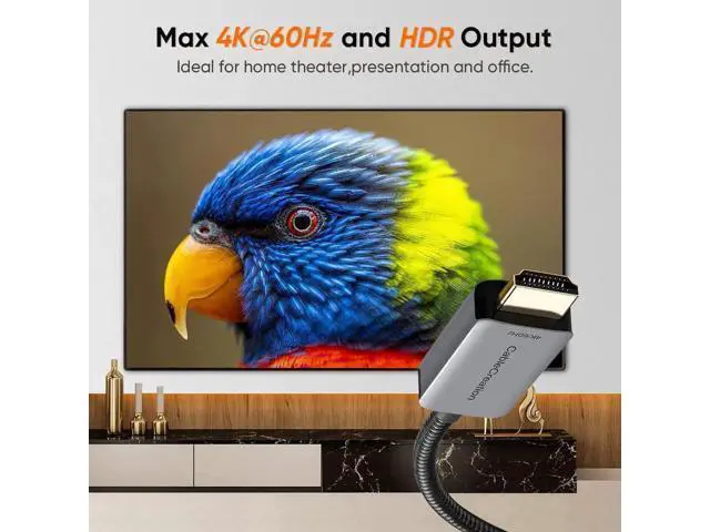 Alt view image 11 of 14 - 8FT Active DP 1.4 to HDMI Braided Cable Unidirectional, Supports 4K@60Hz 2K/1080P@144Hz HDR Eyefinity Multi-Display, Aluminum Shell