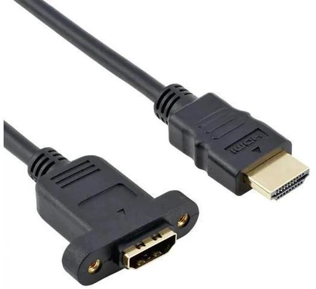 Alt view image 8 of 14 - AOMOPROING HDMI Extension Cable High Speed HDMI Male to Female Extension Wire Cord HDMI Extender w/Screw Nut for Panel Mount - Gold Plated Plugs, Black (5FT)
