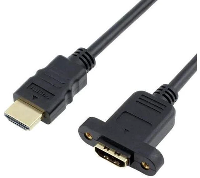 Alt view image 10 of 14 - AOMOPROING HDMI Extension Cable High Speed HDMI Male to Female Extension Wire Cord HDMI Extender w/Screw Nut for Panel Mount - Gold Plated Plugs, Black (5FT)