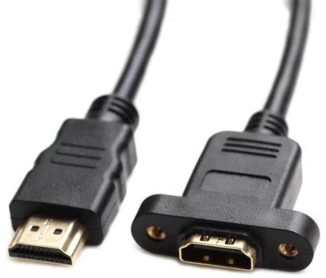 Alt view image 13 of 14 - AOMOPROING HDMI Extension Cable High Speed HDMI Male to Female Extension Wire Cord HDMI Extender w/Screw Nut for Panel Mount - Gold Plated Plugs, Black (5FT)