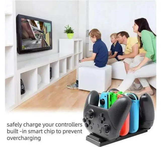 Alt view image 11 of 12 - 6 In 1 Charger Dock for Nintendo Switch Joy-Con Controllers and Pro Con,Controller Charging Dock for Nintendo Switch