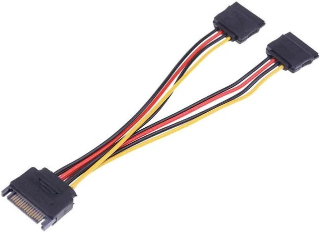 Alt view image 7 of 8 - SATA Power Y Splitter Cable, 15 Pin SATA Power Splitter Cable Adapter SATA 15 Pin Male to Dual Female Power Y- Cable, 7 Inch 50 Packs
