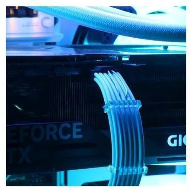 Alt view image 11 of 12 - 16Pin to 3 * 8(6+2) Pin PCIE GPU Cables Sleeved PSU Extension Cable Mini 12+4 Pin Connector Graphics Card Power Supply RTX 3090Ti 16AWG White