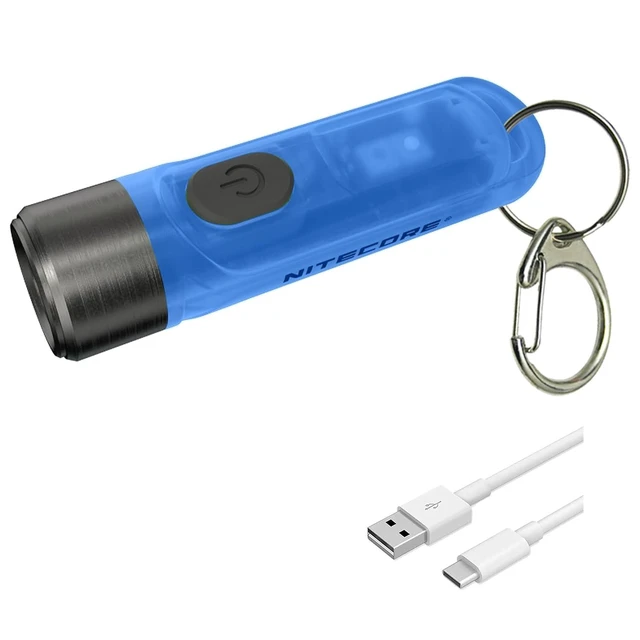 Alt view image 7 of 12 - Tiki GITD Blue Keychain Flashlight with UV & High CRI Light, 300 Lumen Everyday Carry EDC USB-C Rechargeable with Charging Cable