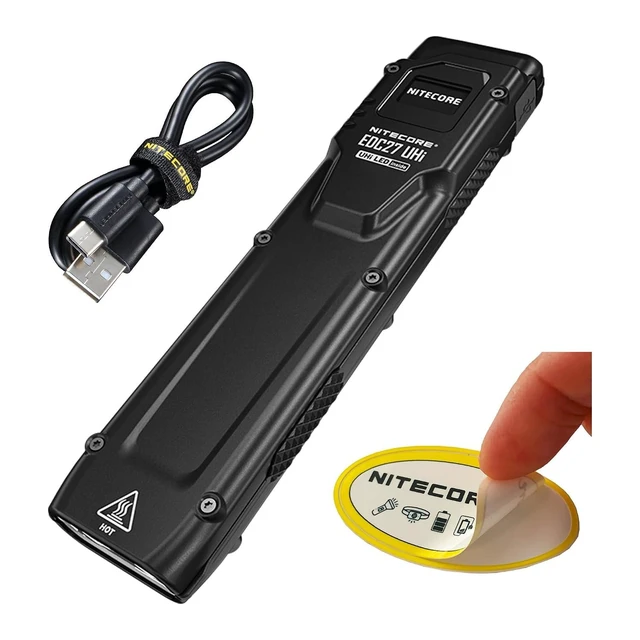 Alt view image 8 of 14 - EDC27 UHi Flat EDC Flashlight, 3100 Lumen, USB-C Rechargeable, High Lumen Slim with Digital Display Sticker