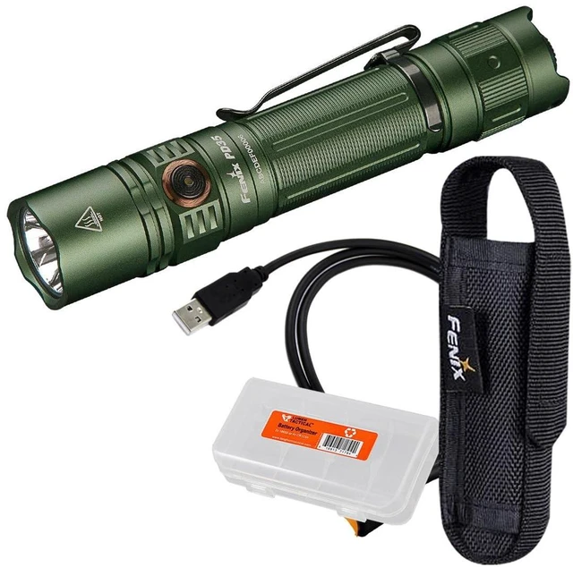 Alt view image 8 of 14 - PD35 v3.0 Rechargeable Tactical Flashlight, 1700 Lumens EDC Light with Organizer (Green)