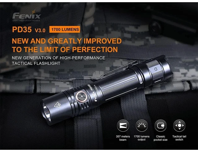 Alt view image 11 of 14 - PD35 v3.0 Rechargeable Tactical Flashlight, 1700 Lumens EDC Light with Organizer (Green)