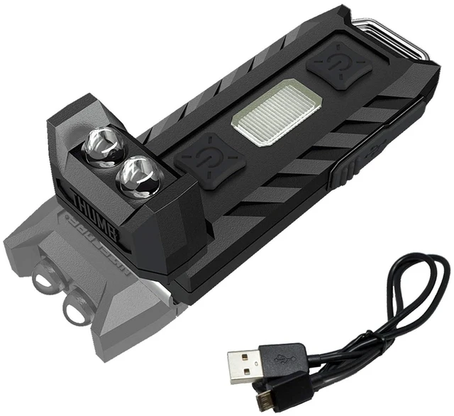 Alt view image 8 of 14 - Thumb 85 Lumens USB Rechargeable White & Red LED Keychain Light - Tiltable Work Light with Clip and a LumenTac USB Charging Cable