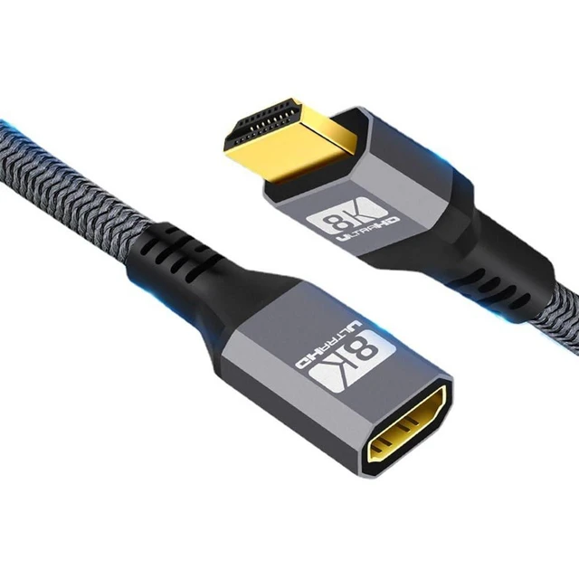 Alt view image 8 of 14 - HDMI 2.1 UHD 8K Extension Cable Male to Female Ultra-HD 8K 60hz 4K 120hz Cable 48Gbs with Audio 3D HDMI Cord 150CM