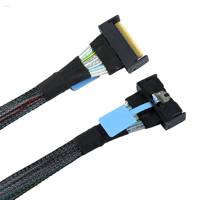 Alt view image 13 of 14 - PCI-E 5.0 Mini Cool Edge IO MCIO STR SFF-8654 PCI-E Slimline SAS 8i 74Pin Male to SFF-8654 SAS 4.0 74Pin Male SFF-8654 Extender Cable 50cm
