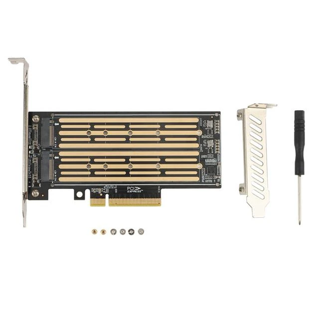 Alt view image 4 of 6 - M.2 Riser Card M.2 NVME to PCIE X8 Dual Disk Hard Drive SSD Adapter Expansion Card for PCIE X8 X16K Slot Motherboard