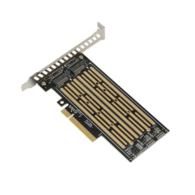 Alt view image 5 of 6 - M.2 Riser Card M.2 NVME to PCIE X8 Dual Disk Hard Drive SSD Adapter Expansion Card for PCIE X8 X16K Slot Motherboard