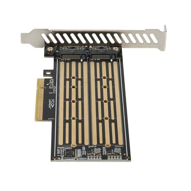 Alt view image 6 of 6 - M.2 Riser Card M.2 NVME to PCIE X8 Dual Disk Hard Drive SSD Adapter Expansion Card for PCIE X8 X16K Slot Motherboard