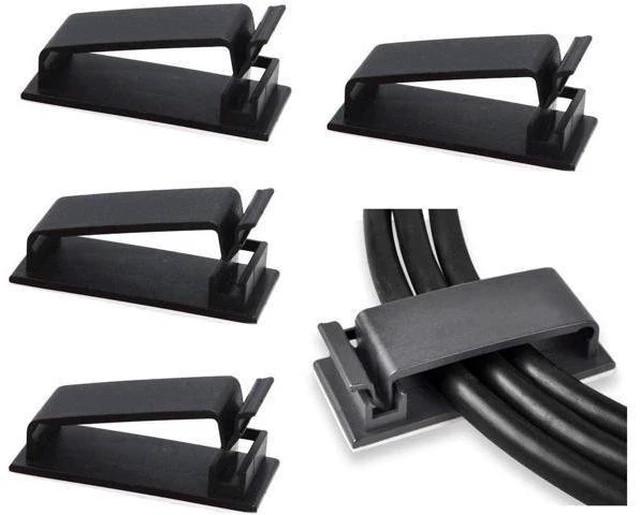 Alt view image 8 of 14 - 50Pcs Self Adhesive Cable Management Clips Cable Organizers Wire Clips Cord Holder for TV PC Ethernet Cable under Desk Home Office Outdoor