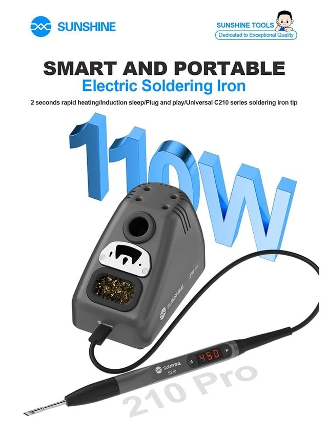Alt view image 9 of 14 - S210 Pro Smart Portable Soldering Iron 110W Universal C210 TIP Quick BGA Welding Repair Iron Bracket MINI Repair Tool
