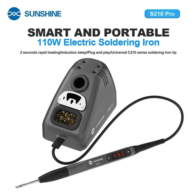 Alt view image 10 of 14 - S210 Pro Smart Portable Soldering Iron 110W Universal C210 TIP Quick BGA Welding Repair Iron Bracket MINI Repair Tool