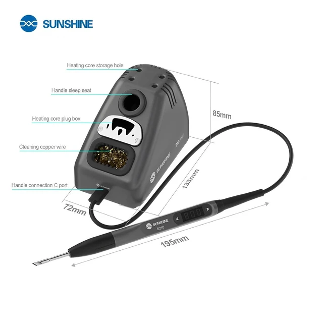 Alt view image 12 of 14 - S210 Pro Smart Portable Soldering Iron 110W Universal C210 TIP Quick BGA Welding Repair Iron Bracket MINI Repair Tool