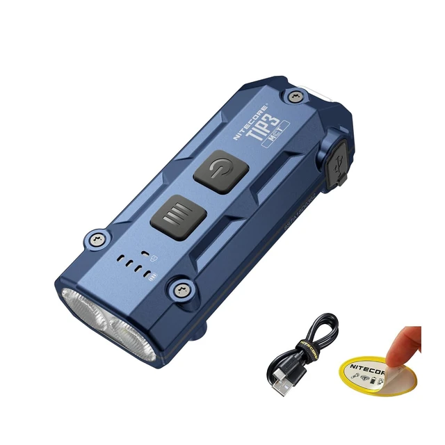 Alt view image 8 of 14 - TIP3 720-Lumen Rechargeable Keychain Flashlight, 3 Color Temperatures EDC Light, USB-C with Pocket Clip (Blue)