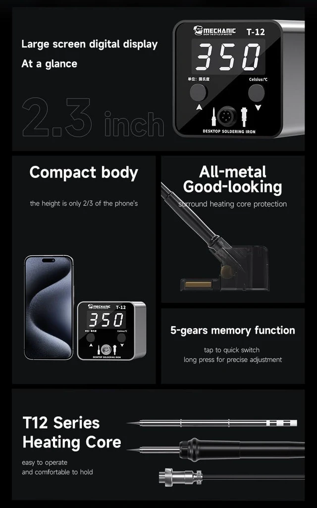 Alt view image 9 of 14 - T 12 Desktop Soldering Iron with LED Digital Display Screen Precise Temperature Control Soldering Station Repair Tools