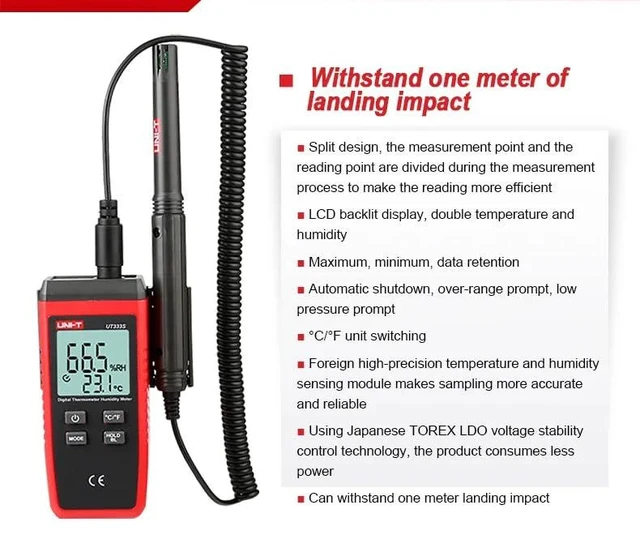 Alt view image 10 of 14 - UT333S Handheld Temperature and Humidity Meter Digital Industrial air Temperature and Humidity Detector(UT333S)