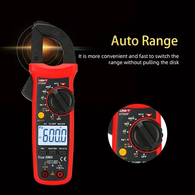 Alt view image 10 of 14 - Multimeter clamp Meter UT201R/UT202R/UT203R/UT204R/UT202F AC/DC 400/600A Digital Ammeter clamp Meter DC AC for Measuring Ammeter Voltmeter Ohm Tester(UT201R)