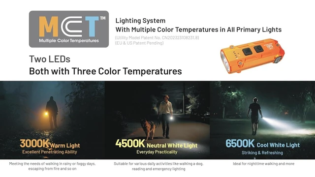 Alt view image 10 of 14 - TIP3 720-Lumen Rechargeable Keychain Flashlight, 3 Color Temperatures EDC Light, USB-C with Pocket Clip (Blue)