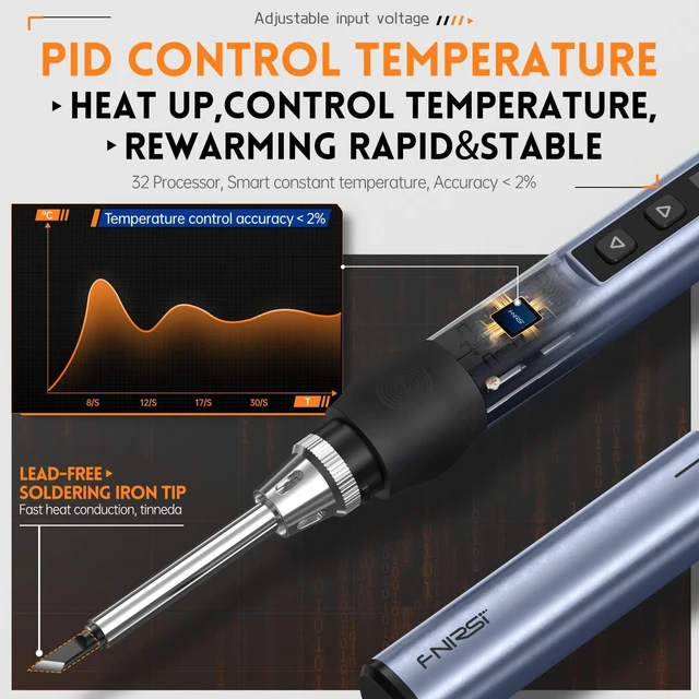 Alt view image 10 of 12 - Soldering Iron Kit, DC/PD(96W/65W) Mini Digital Soldering Iron, 180-780 Fast Heating, 6 Soldering Tips, Digital OLED Screen Display, Auto Sleep (With Power Adapter)