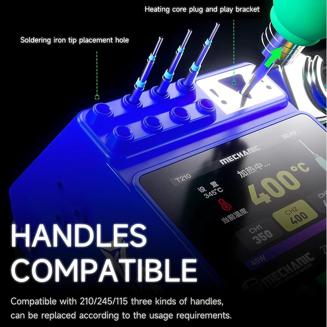 Alt view image 11 of 14 - Swift 1 Soldering Station Compatible Soldering Iron Tip C210 245 115 Handle Lead-Free Electronic Welding Rework Station(Swift 1-C210+1Tip)