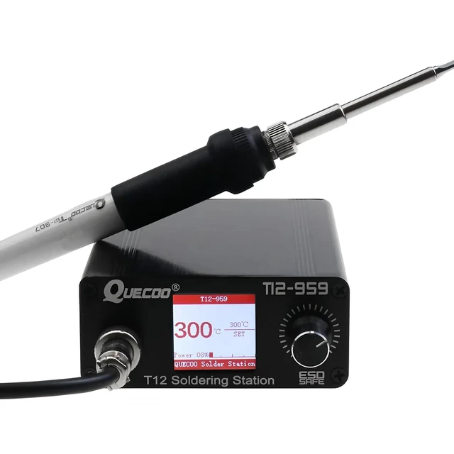 Alt view image 8 of 14 - T12-959 V5.1 Soldering Station Electronic Soldering Iron OLED Bigger Digital Display and 5pin 907 Handle Iron tip(QUECOO T12-959 Kit V)