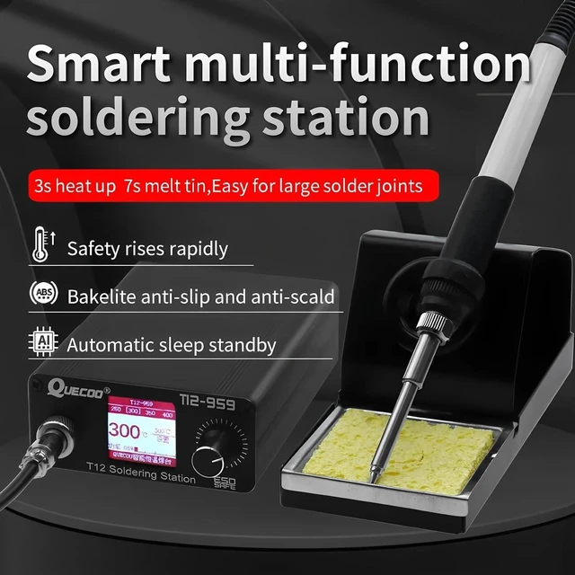 Alt view image 10 of 14 - T12-959 V5.1 Soldering Station Electronic Soldering Iron OLED Bigger Digital Display and 5pin 907 Handle Iron tip(QUECOO T12-959 Kit V)
