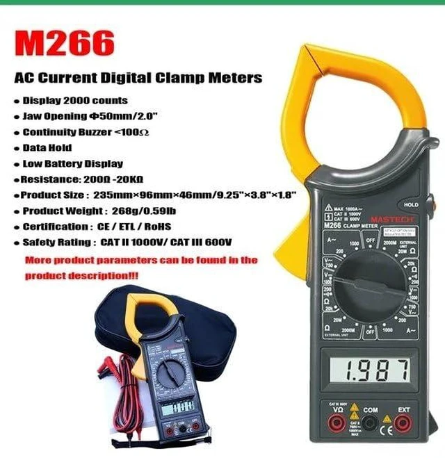 Alt view image 8 of 12 - M266 M266C M266F Digital Clamp Meter Current Pliers Voltage Circuit Tester Pincers Multimeter Homeheld Professional Electrical Tool(M266)
