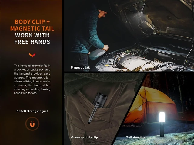 Alt view image 13 of 14 - E35R EDC Flashlight, 3100 Lumens USB-C Rechargeable High Lumen Performance Flashlight with LumenTac Organizer (Black)