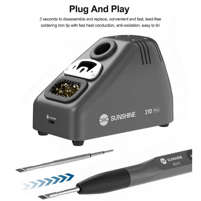 Alt view image 13 of 14 - S210 Pro Smart Portable Soldering Iron 110W Universal C210 TIP Quick BGA Welding Repair Iron Bracket MINI Repair Tool