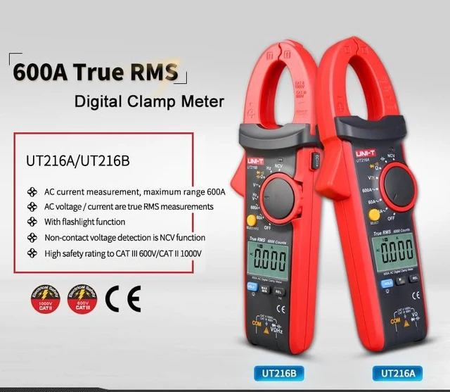 Alt view image 10 of 14 - Multimeter clamp Meter UT216 Series True RMS Digital clamp Meter UT216A UT216B UT216C UT216D 600A MAX/MIN/Relative Modes NCV Flashlight VFC Current Clamps Current clamp Meter(UT216A)
