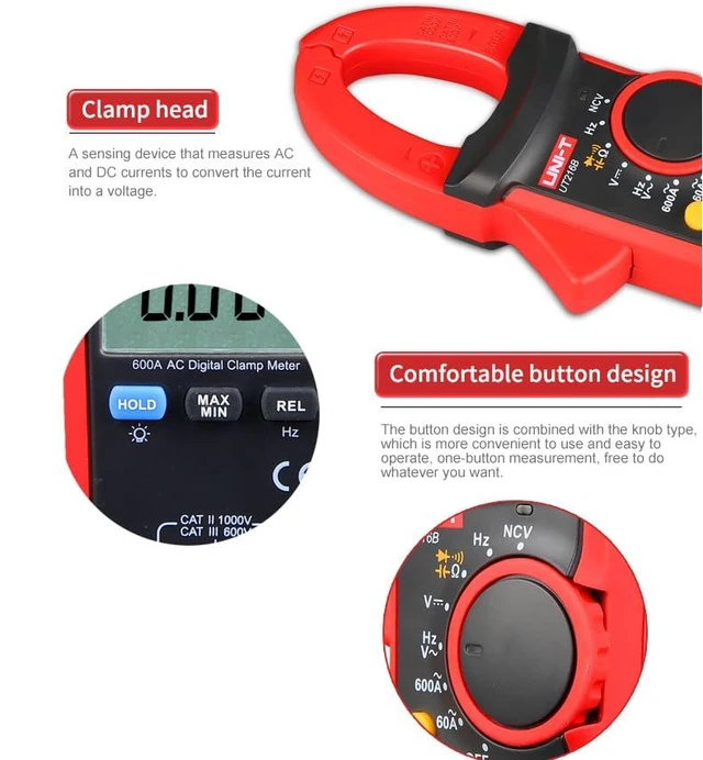 Alt view image 11 of 14 - Multimeter clamp Meter UT216 Series True RMS Digital clamp Meter UT216A UT216B UT216C UT216D 600A MAX/MIN/Relative Modes NCV Flashlight VFC Current Clamps Current clamp Meter(UT216A)
