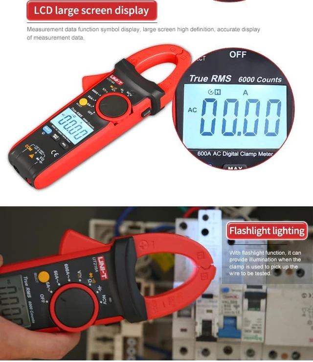 Alt view image 12 of 14 - Multimeter clamp Meter UT216 Series True RMS Digital clamp Meter UT216A UT216B UT216C UT216D 600A MAX/MIN/Relative Modes NCV Flashlight VFC Current Clamps Current clamp Meter(UT216A)