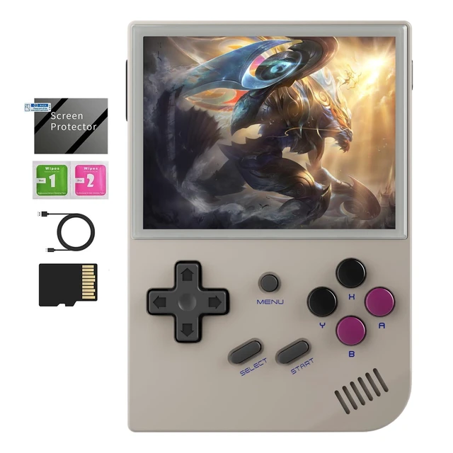 Alt view image 8 of 14 - RG35XX 2024 Retro Gaming Consoles with 64GB Card rg35xx Handheld Game Console 3.5 inch IPS Screen Linux System Classic Emulator Hand Held Gaming Console Support HDMI TV Output Gray