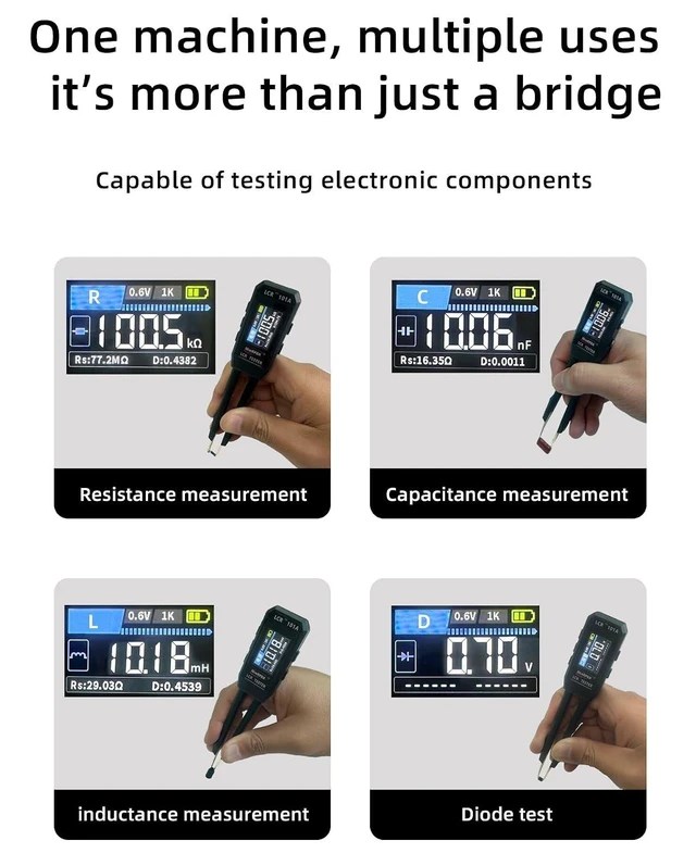 Alt view image 11 of 14 - LCR-101A Digital Bridge Tweezer TFT Color Display Screen with Rechargeable Lithium Battery LCR Meter Digital