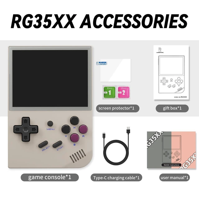 Alt view image 13 of 14 - RG35XX 2024 Retro Gaming Consoles with 64GB Card rg35xx Handheld Game Console 3.5 inch IPS Screen Linux System Classic Emulator Hand Held Gaming Console Support HDMI TV Output Gray