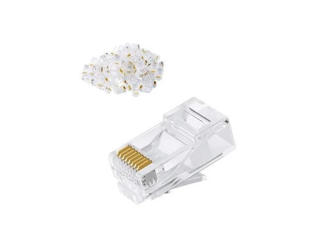Alt view image 7 of 12 - Cat6 RJ45 Ends, 100-PACK Cat6 Connector, Cat6 / Cat5e RJ45 Connector, Ethernet Cable Crimp Connectors UTP Network Plug for Solid Wire and Standard Cable, Transparent