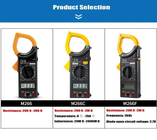 Alt view image 8 of 12 - M266 M266C M266F Digital Clamp Meter Current Pliers Voltage Circuit Tester Pincers Multimeter Homeheld Professional Electrical Tool(M266F)