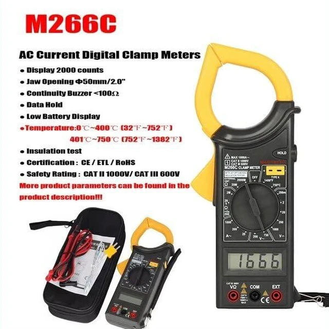 Alt view image 10 of 10 - M266 M266C M266F Digital Clamp Meter Current Pliers Voltage Circuit Tester Pincers Multimeter Homeheld Professional Electrical Tool(M266C)
