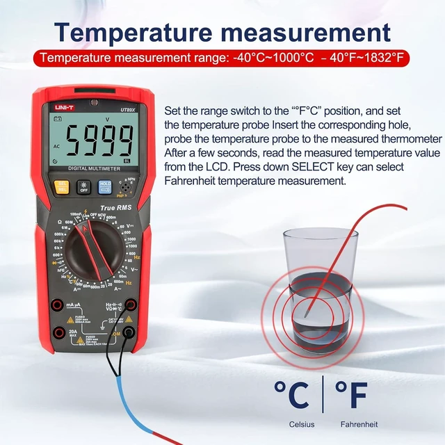 Alt view image 11 of 14 - UT89X Digital Multimeter Professional Tester True RMS AC/DC 1000V 20A Voltage Current Temperature Conductance Meter (UT89X)