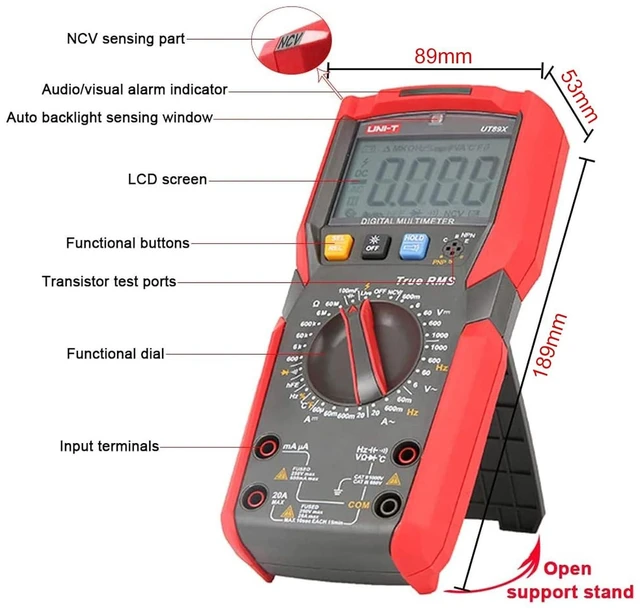 Alt view image 12 of 14 - UT89X Digital Multimeter Professional Tester True RMS AC/DC 1000V 20A Voltage Current Temperature Conductance Meter (UT89X)