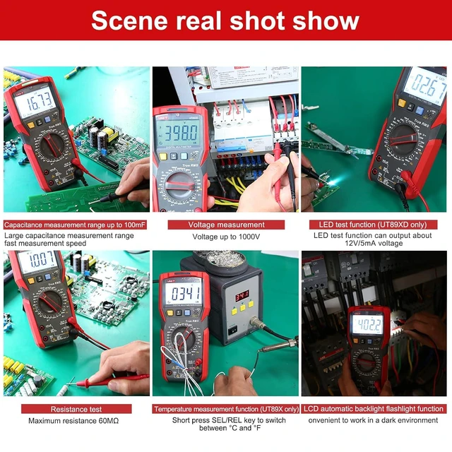 Alt view image 14 of 14 - UT89X Digital Multimeter Professional Tester True RMS AC/DC 1000V 20A Voltage Current Temperature Conductance Meter (UT89X)