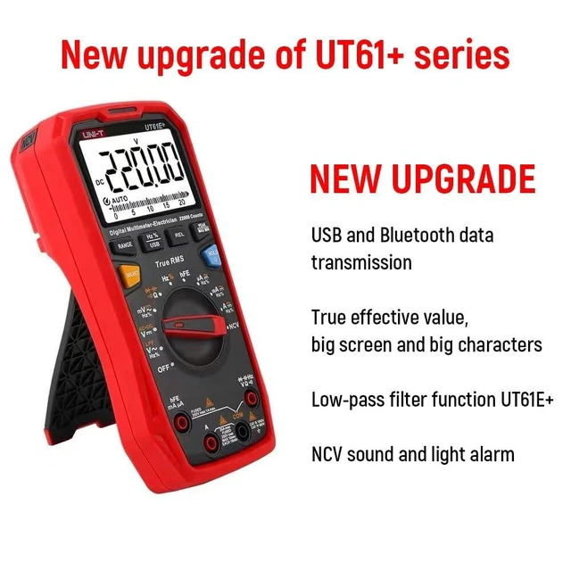 Alt view image 10 of 14 - Multimeter clamp Meter UT61E+ UT61B+ UT61D+ Digital Multimeter 1000V True RMS C/DC Voltage Current Resistance Capacitance Tester(UT61B+)