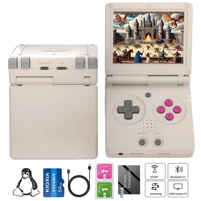 Alt view image 8 of 14 - RG35XX flip Handheld Game Console No GamesClamshell Retro Game Console Classic Portable Gaming Console with 3.5 inch IPS Screen 3300mAh Battery Supports 5G WiFi Bluetooth HD,TV Output Gray